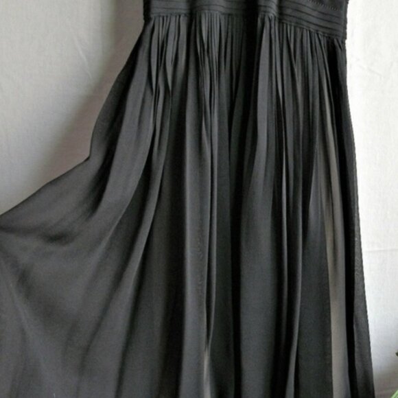 BANANA REPUBLIC Black Silk Chiffon Dress w/ slip Size 0 - Picture 5 of 6